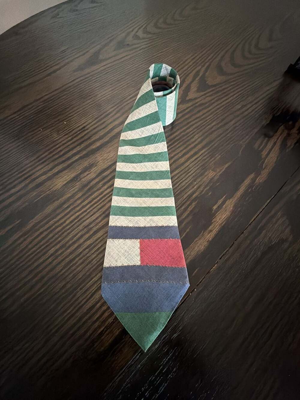 Vintage Tommy Hilfiger Striped Silk Tie Green Blue Red
